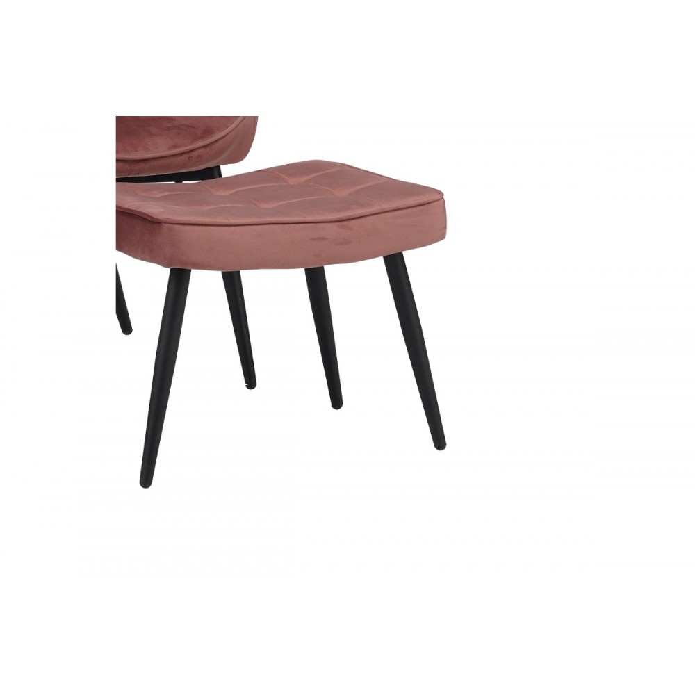 Πολυθρόνα με υποπόδιο "DORITA" από βελούδο/μέταλλο σε σάπιο μήλο/μαύρο χρώμα 68.5x76x103