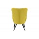 Πολυθρόνα με υποπόδιο "DORITA" από βελούδο/μέταλλο σε κίτρινο/μαύρο χρώμα 68.5x76x103
