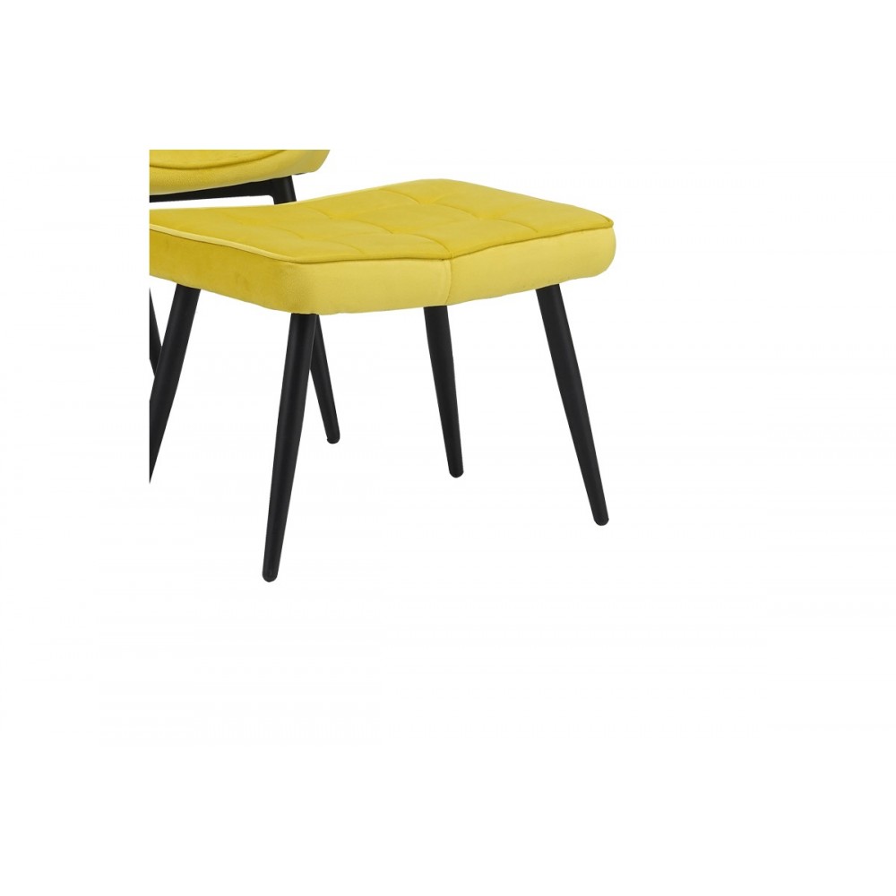 Πολυθρόνα με υποπόδιο "DORITA" από βελούδο/μέταλλο σε κίτρινο/μαύρο χρώμα 68.5x76x103