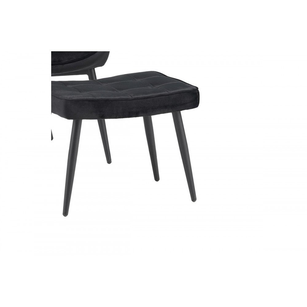 Πολυθρόνα με υποπόδιο "DORITA" από βελούδο/μέταλλο σε μαύρο χρώμα 68.5x76x103