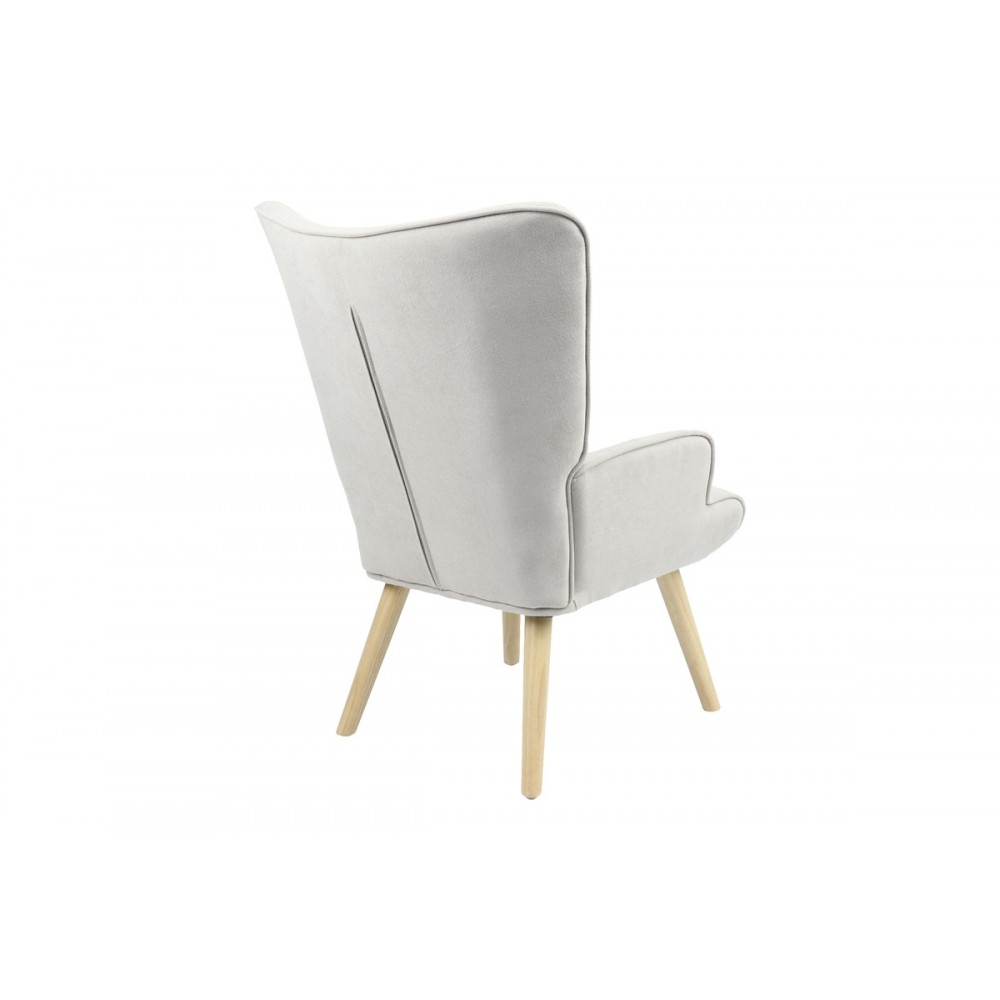 Πολυθρόνα "FLUFFY" από ύφασμα/ξύλο σε γκρι/φυσικό χρώμα 75x69x96