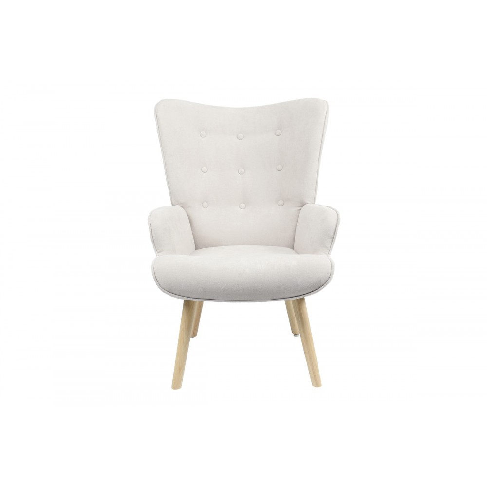 Πολυθρόνα "FLUFFY" από ύφασμα/ξύλο σε γκρι/φυσικό χρώμα 75x69x96