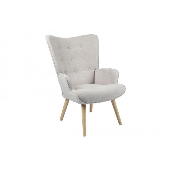 Πολυθρόνα "FLUFFY" από ύφασμα/ξύλο σε γκρι/φυσικό χρώμα 75x69x96