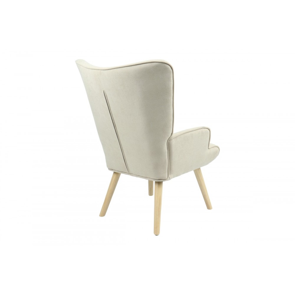 Πολυθρόνα "FLUFFY" από ύφασμα/ξύλο σε μπεζ/φυσικό χρώμα 75x69x96