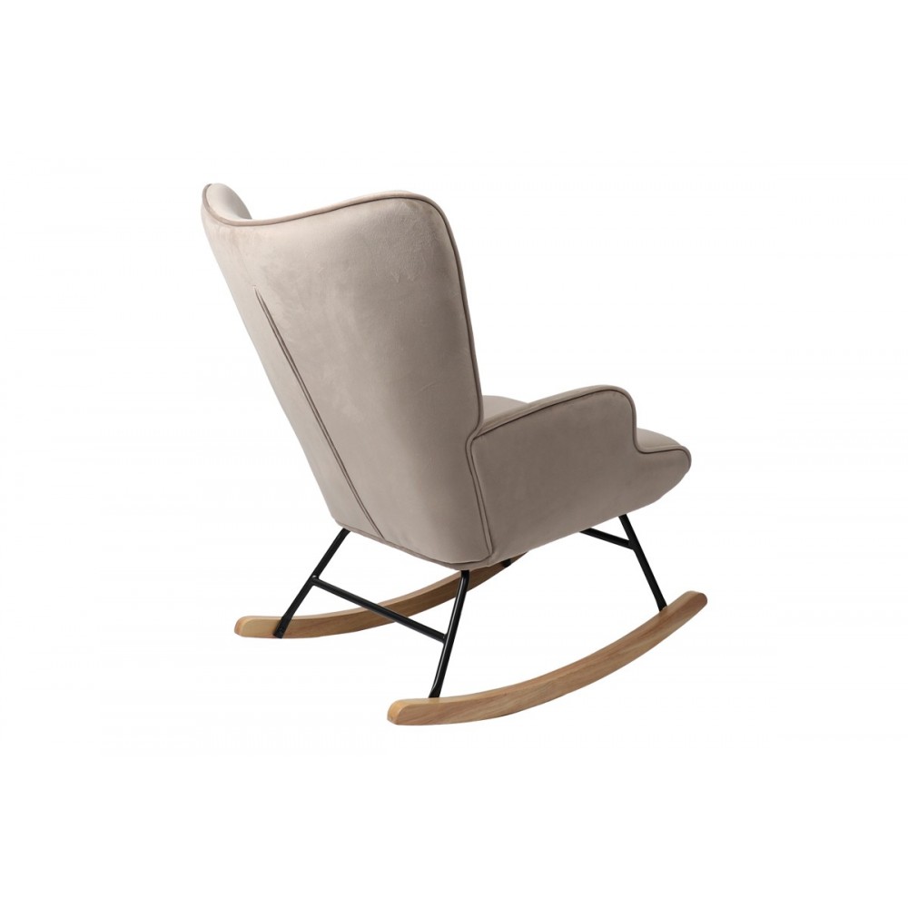 Πολυθρόνα κουνιστή "GEORGIA" από βελούδο σε μπεζ χρώμα 75x71x95