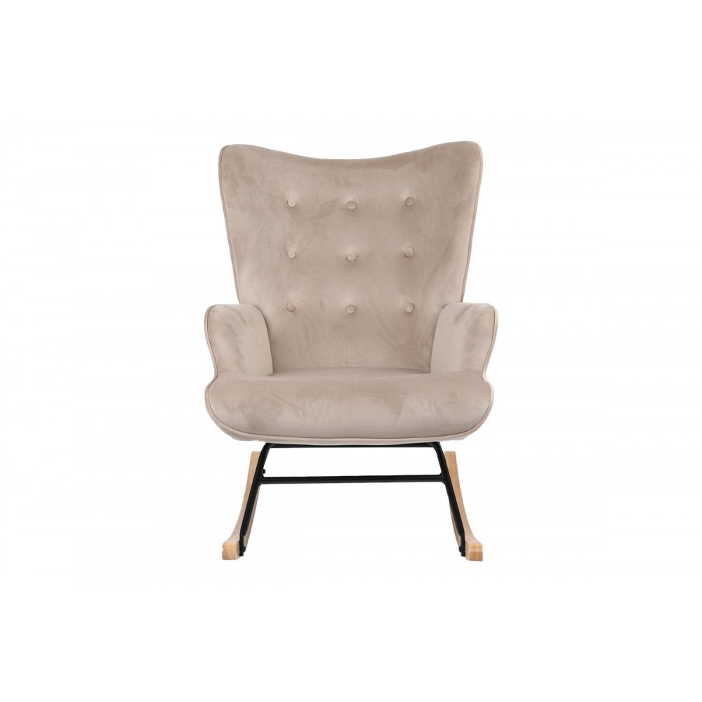 Πολυθρόνα κουνιστή "GEORGIA" από βελούδο σε μπεζ χρώμα 75x71x95