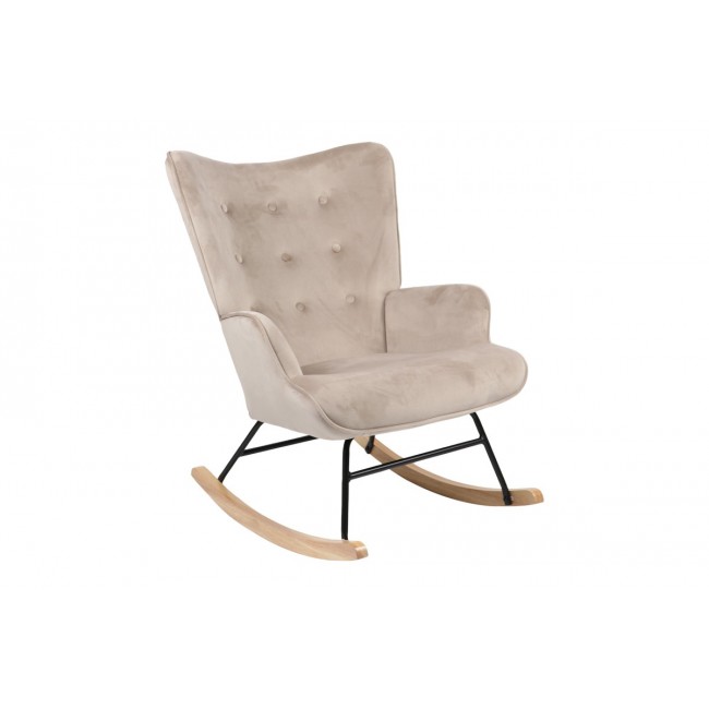 Πολυθρόνα κουνιστή "GEORGIA" από βελούδο σε μπεζ χρώμα 75x71x95