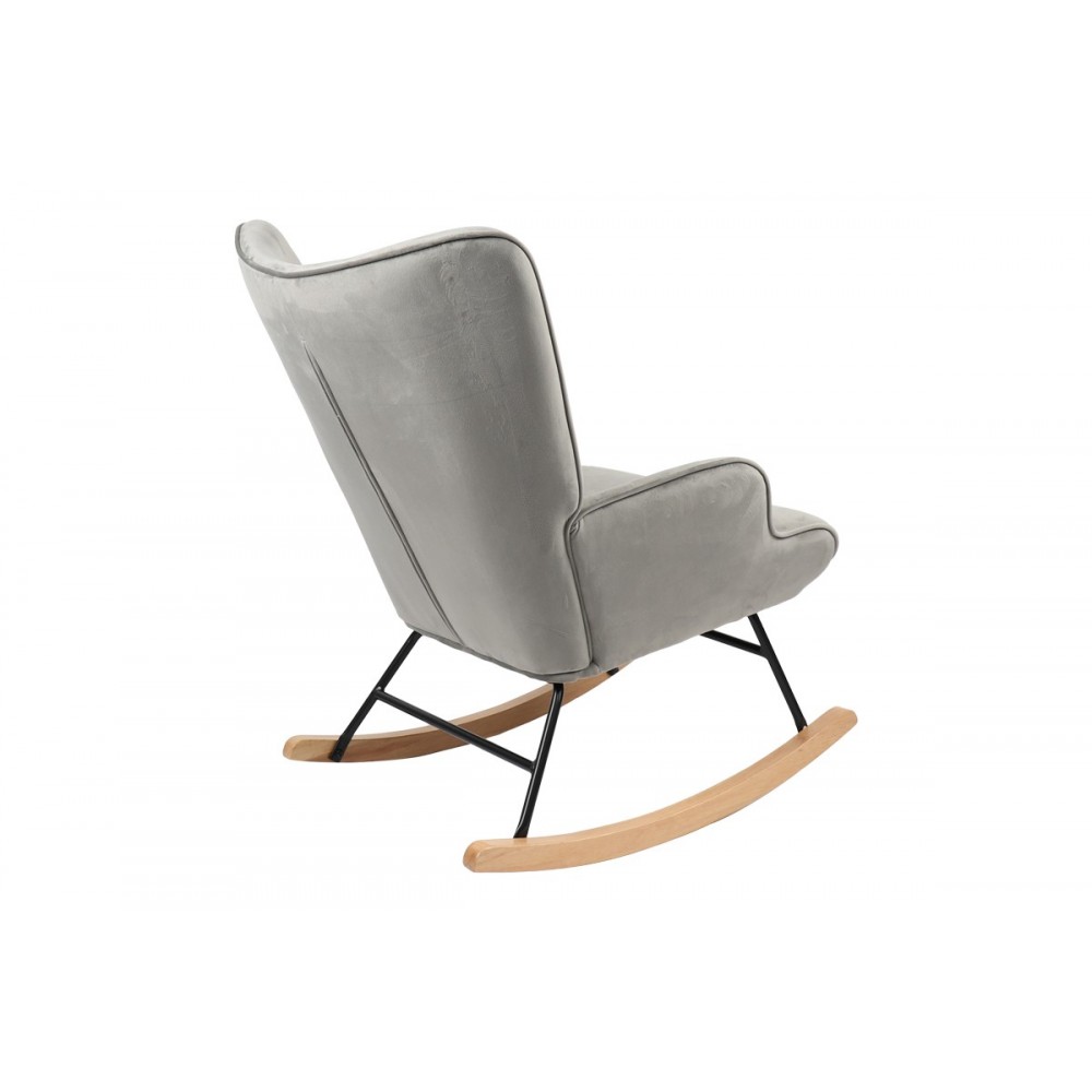 Πολυθρόνα κουνιστή "GEORGIA" από βελούδο σε γκρι χρώμα 75x71x95