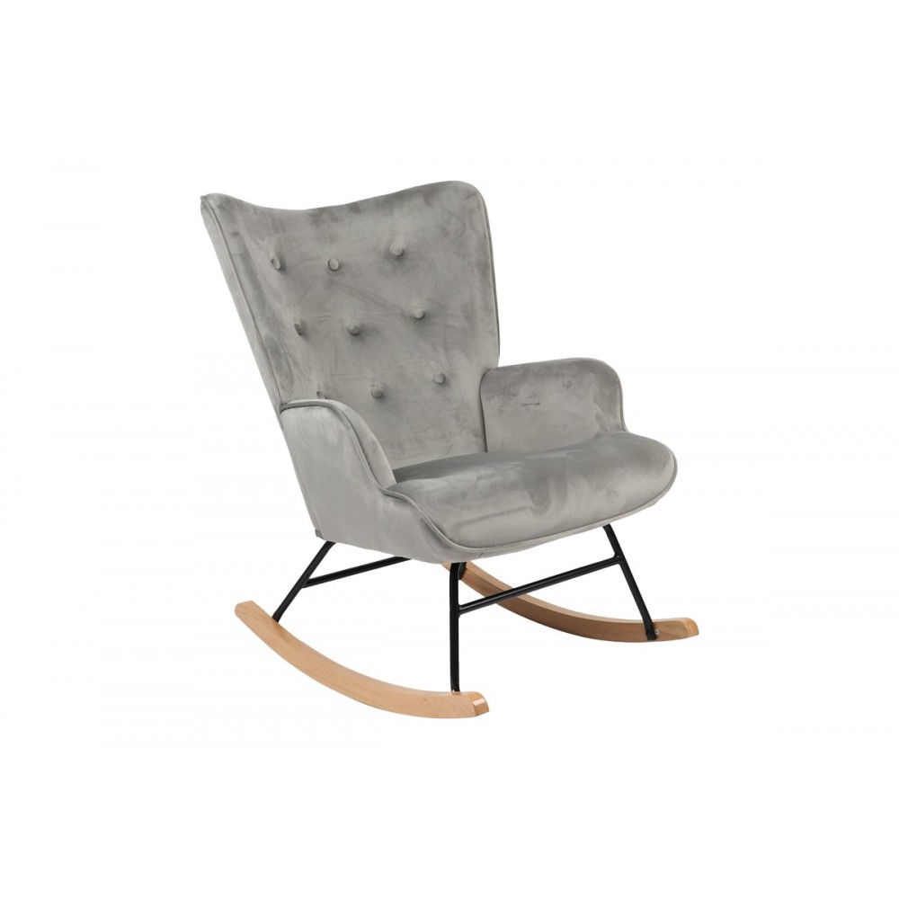 Πολυθρόνα κουνιστή "GEORGIA" από βελούδο σε γκρι χρώμα 75x71x95