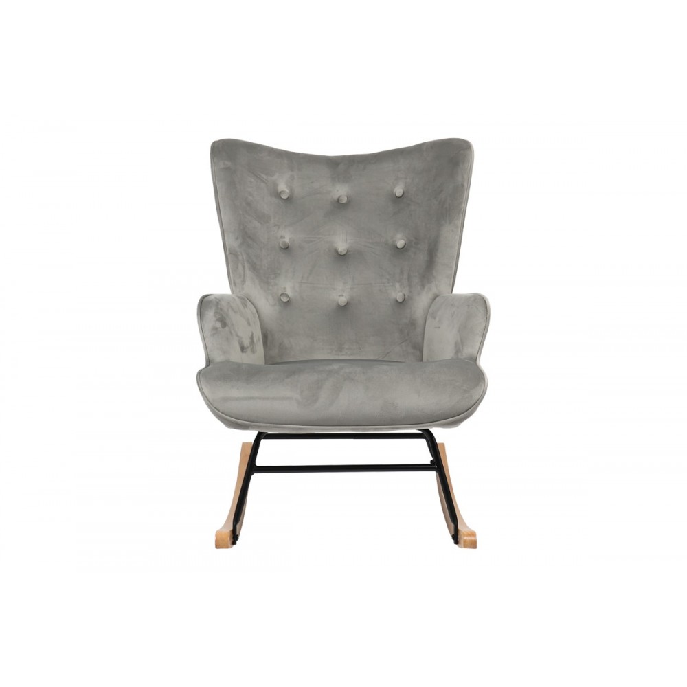 Πολυθρόνα κουνιστή "GEORGIA" από βελούδο σε γκρι χρώμα 75x71x95