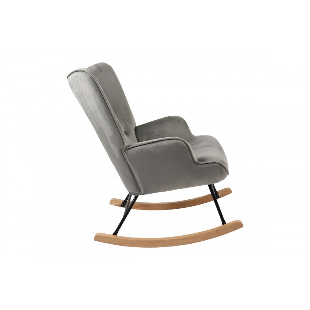 Πολυθρόνα κουνιστή "GEORGIA" από βελούδο σε γκρι χρώμα 75x71x95