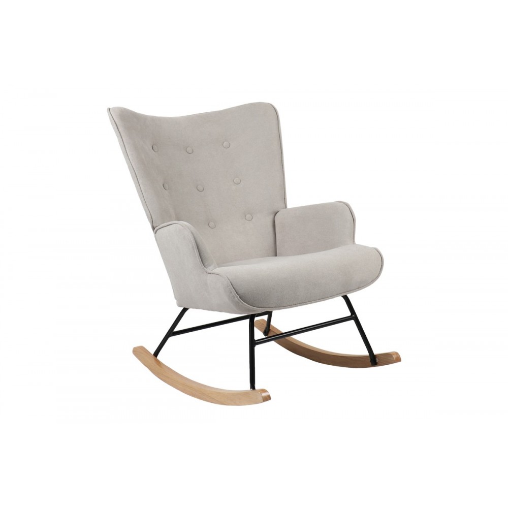 Πολυθρόνα κουνιστή "GEORGIA" από ύφασμα σε χρώμα ανοιχτό γκρι 75x71x95