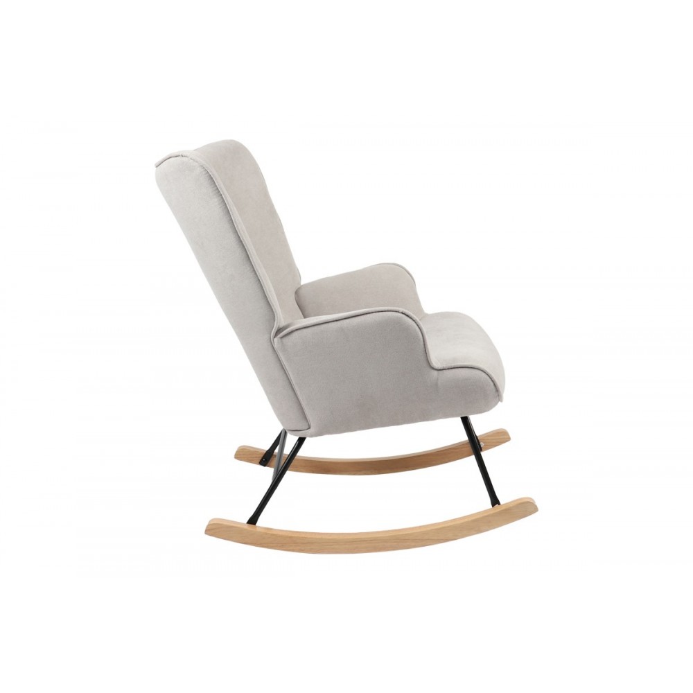 Πολυθρόνα κουνιστή "GEORGIA" από ύφασμα σε χρώμα ανοιχτό γκρι 75x71x95