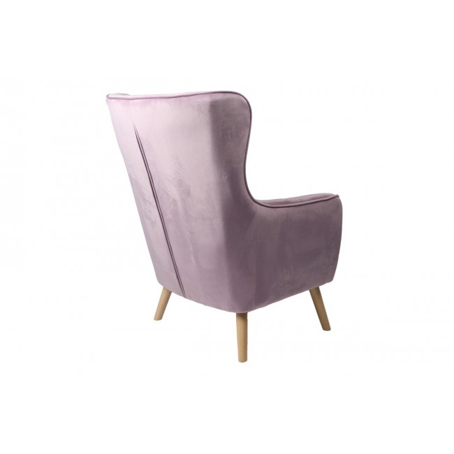Πολυθρόνα "INSICIVE" από βελούδο/ξύλο σε χρώμα σάπιο μήλο/φυσικό 72x89x105