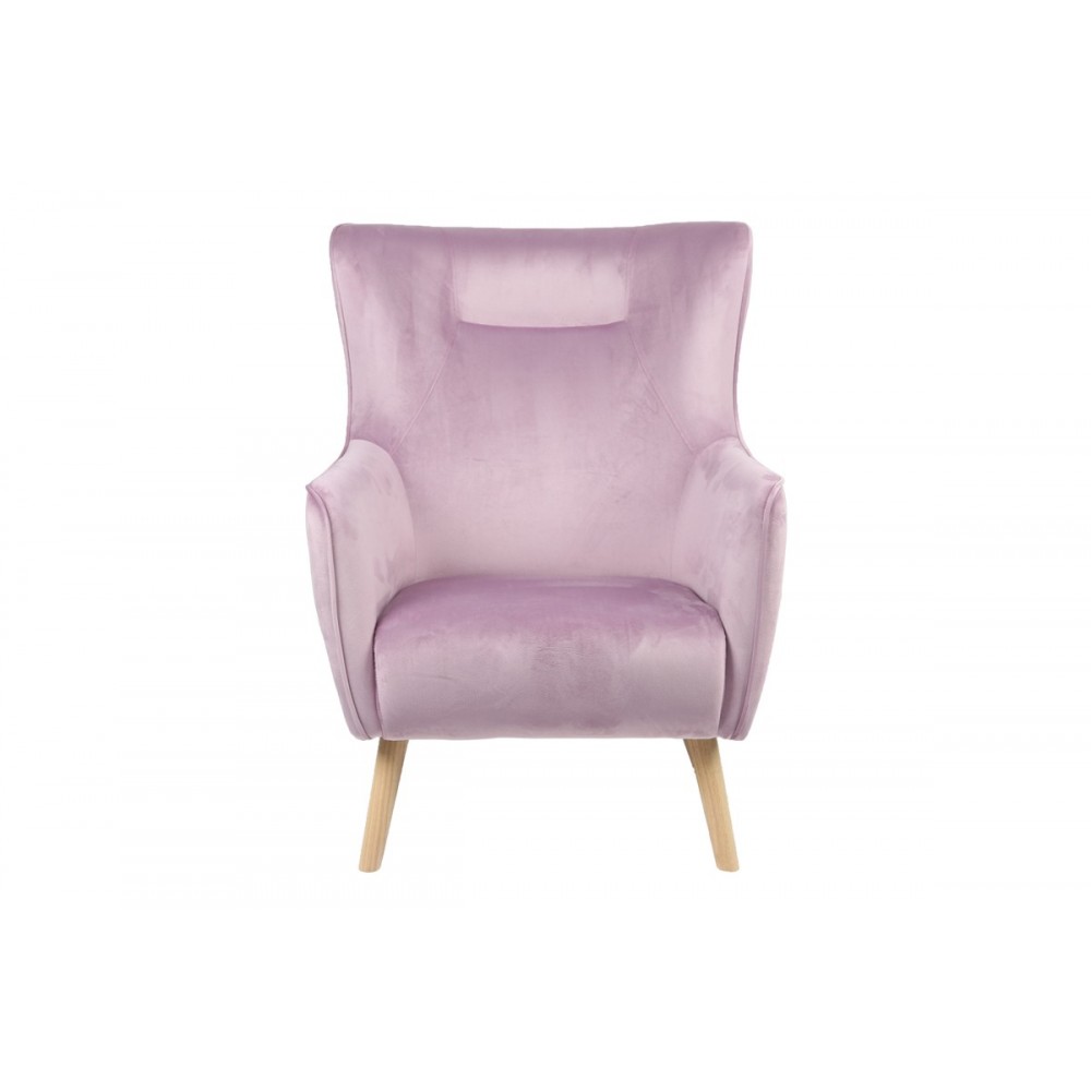 Πολυθρόνα "INSICIVE" από βελούδο/ξύλο σε χρώμα σάπιο μήλο/φυσικό 72x89x105
