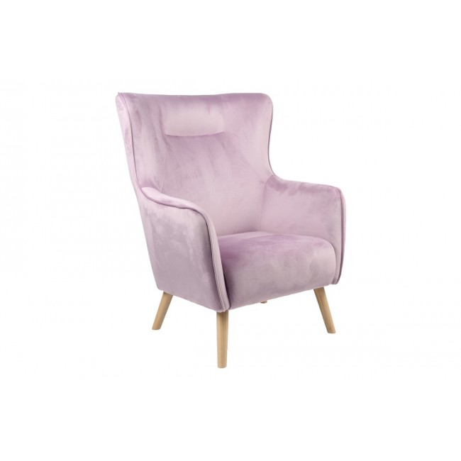 Πολυθρόνα "INSICIVE" από βελούδο/ξύλο σε χρώμα σάπιο μήλο/φυσικό 72x89x105