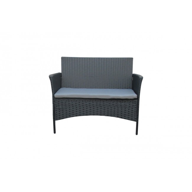 Σαλόνι κήπου "CALMNESS" από rattan/ύφασμα σε μαύρο/γκρι χρώμα 71x41x39.5