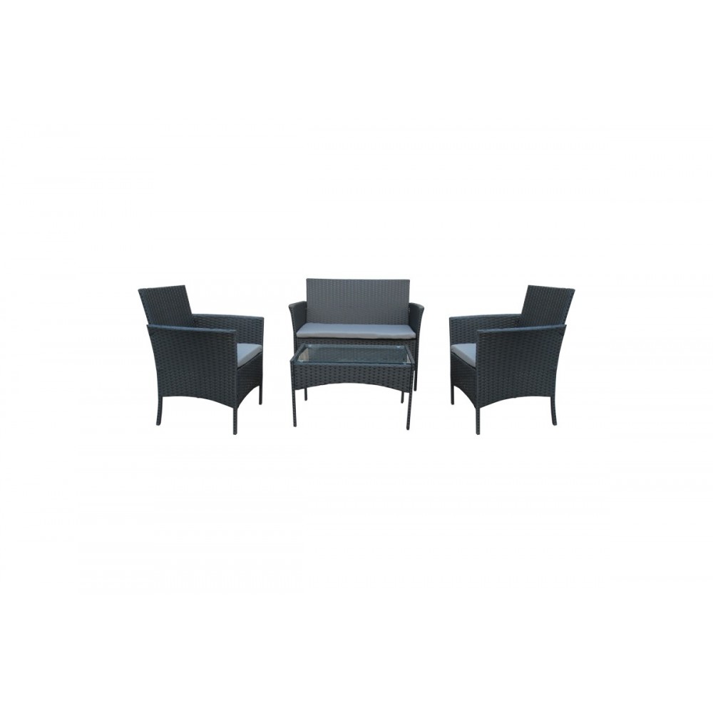 Σαλόνι κήπου "CALMNESS" από rattan/ύφασμα σε μαύρο/γκρι χρώμα 71x41x39.5