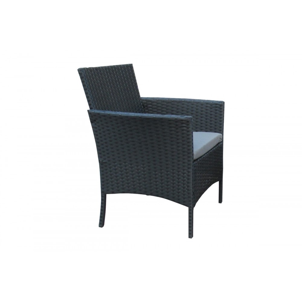 Σαλόνι κήπου "CALMNESS" από rattan/ύφασμα σε μαύρο/γκρι χρώμα 71x41x39.5