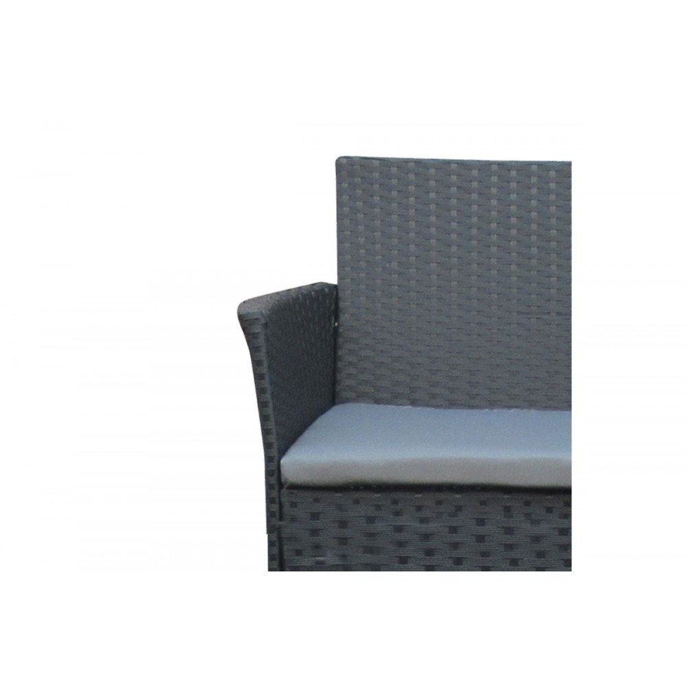 Σαλόνι κήπου "CALMNESS" από rattan/ύφασμα σε μαύρο/γκρι χρώμα 71x41x39.5