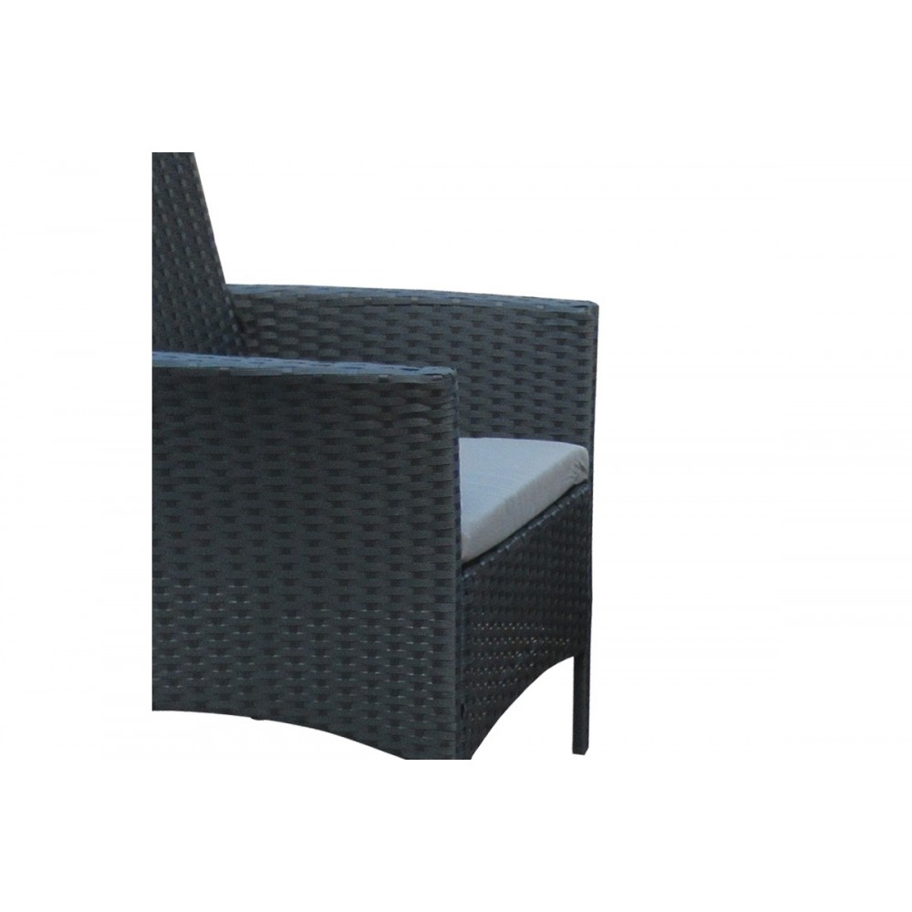 Σαλόνι κήπου "CALMNESS" από rattan/ύφασμα σε μαύρο/γκρι χρώμα 71x41x39.5
