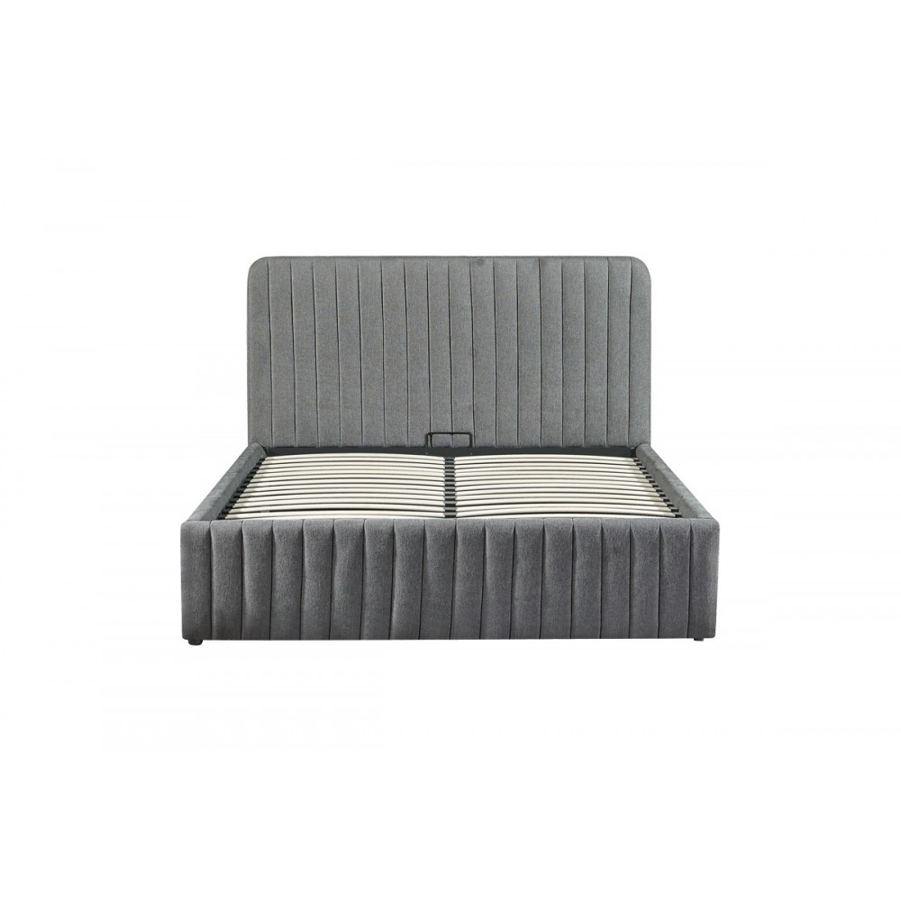 Κρεβάτι διπλό "ZILIN" από ύφασμα σε ανθρακί χρώμα 160x200