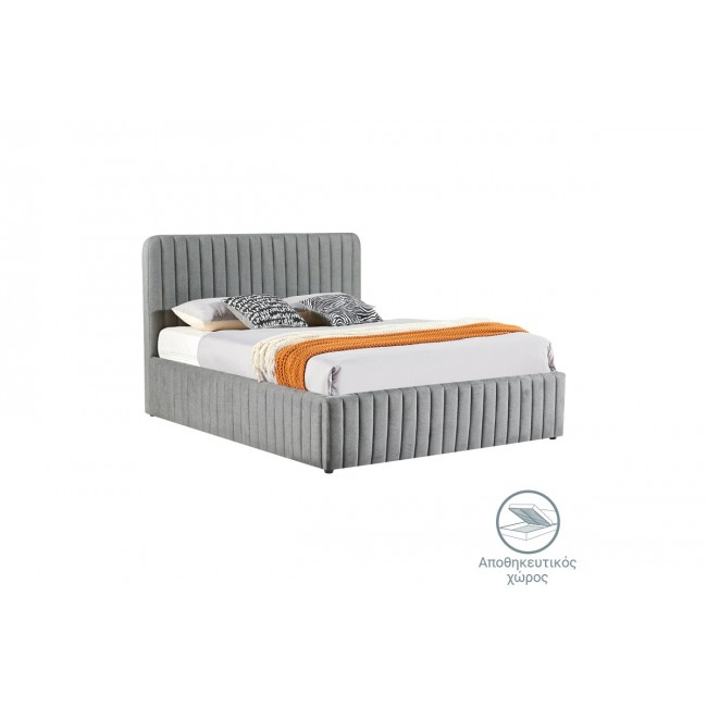 Κρεβάτι διπλό "ZILIN" από ύφασμα σε ανθρακί χρώμα 160x200