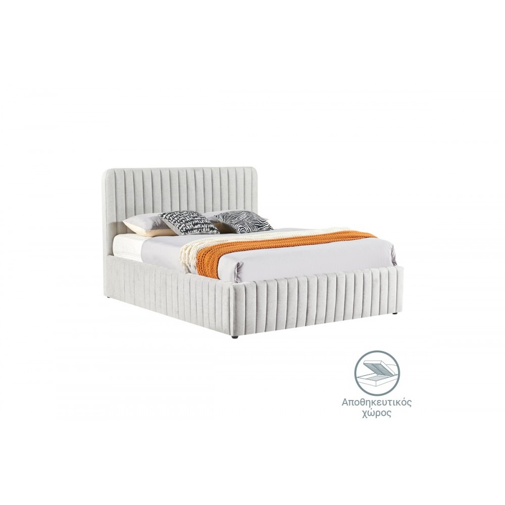 Κρεβάτι διπλό "ZILIN" από ύφασμα σε γκρι/μπεζ χρώμα 160x200