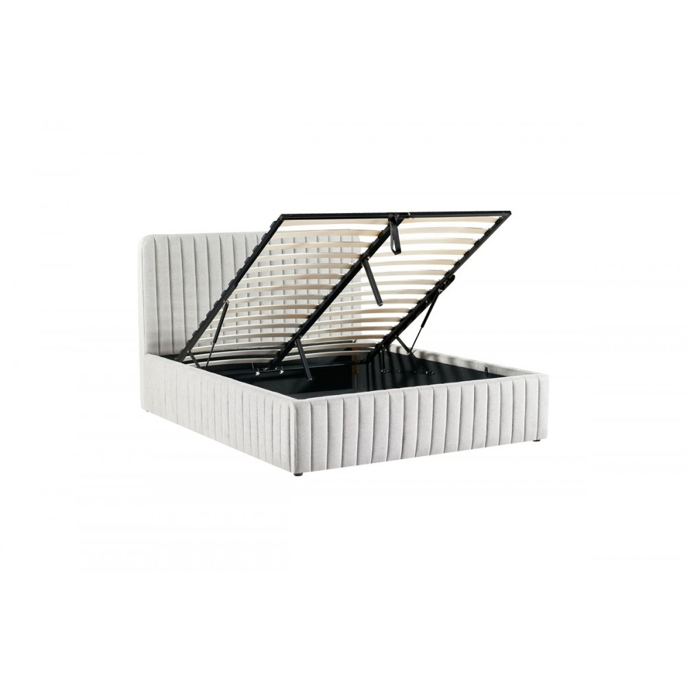 Κρεβάτι διπλό "ZILIN" από ύφασμα σε γκρι/μπεζ χρώμα 160x200