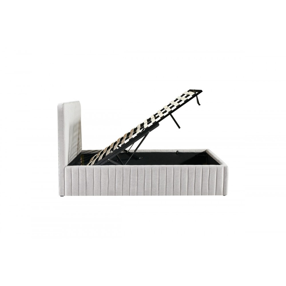 Κρεβάτι διπλό "ZILIN" από ύφασμα σε γκρι/μπεζ χρώμα 160x200