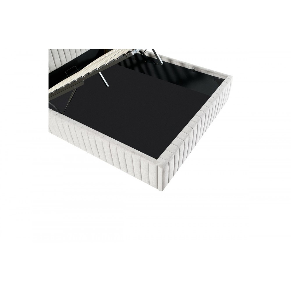 Κρεβάτι διπλό "ZILIN" από ύφασμα σε γκρι/μπεζ χρώμα 160x200