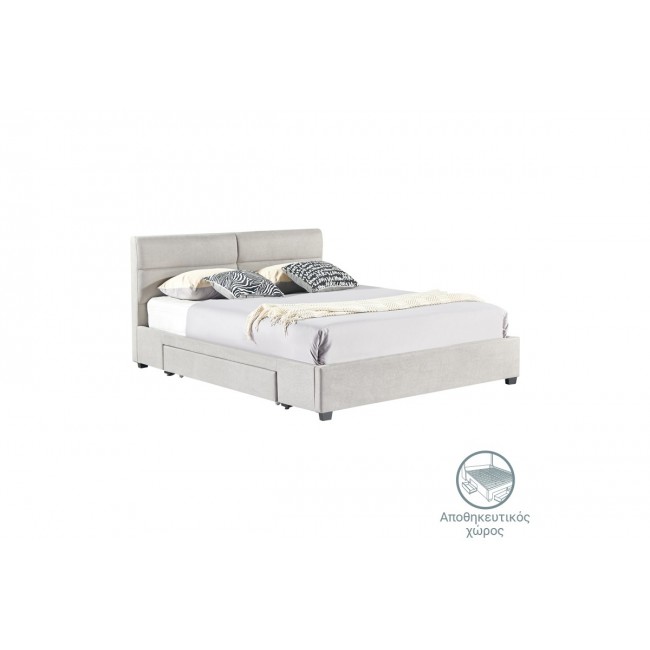 Κρεβάτι διπλό "ANAY" από ύφασμα σε μπεζ χρώμα 160x200