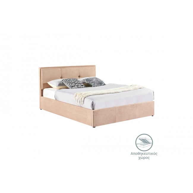Κρεβάτι διπλό "SONNIE" από βελούδο σε καφέ χρώμα 150x200