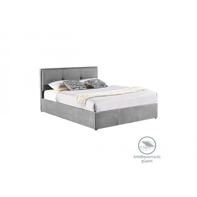 Κρεβάτι διπλό "SONNIE" από βελούδο σε ανθρακί χρώμα 150x200