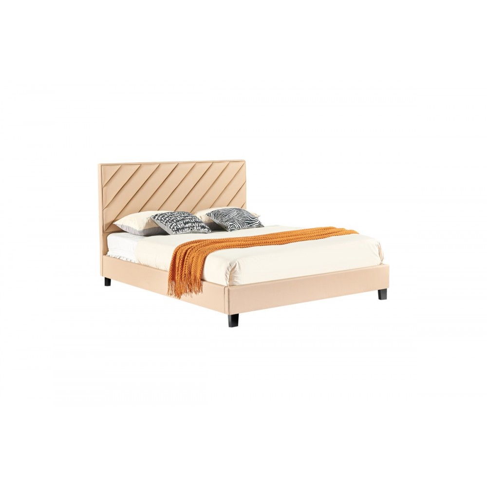 Κρεβάτι διπλό "FRANKY" από pu σε μπεζ χρώμα 160x200