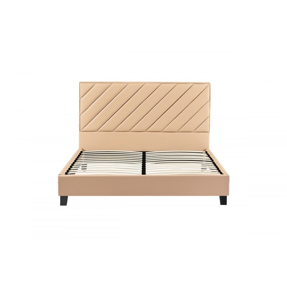 Κρεβάτι διπλό "FRANKY" από pu σε μπεζ χρώμα 160x200