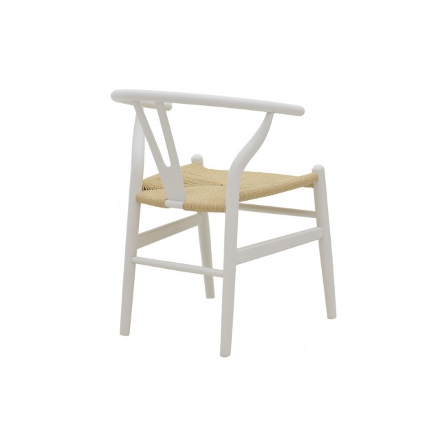 Καρέκλα "WISHBONE" από rubberwood/σχοινί σε λευκό/φυσικό χρώμα 53x55x76