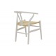 Καρέκλα "WISHBONE" από rubberwood/σχοινί σε λευκό/φυσικό χρώμα 53x55x76