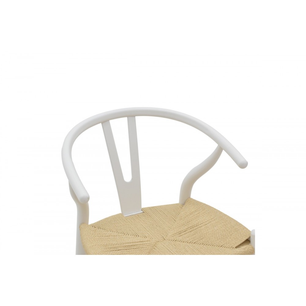 Καρέκλα "WISHBONE" από rubberwood/σχοινί σε λευκό/φυσικό χρώμα 53x55x76