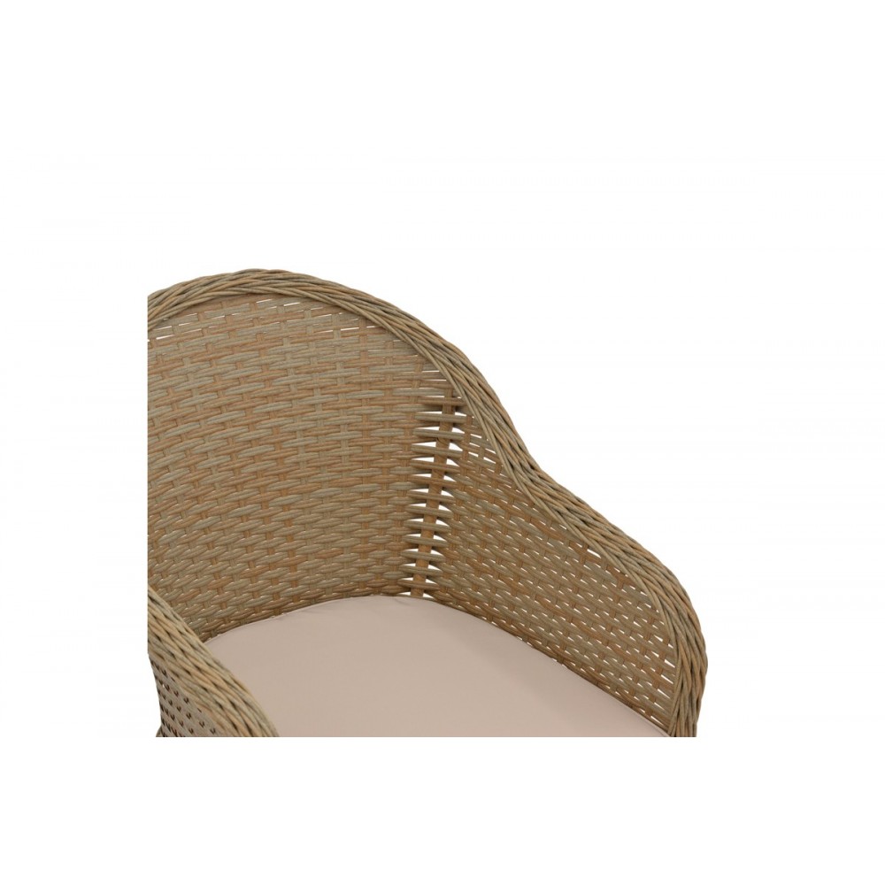 Πολυθρόνα κήπου 'HADRIAN" από rattan/textilene σε καφέ/μπεζ χρώμα 70x57x85