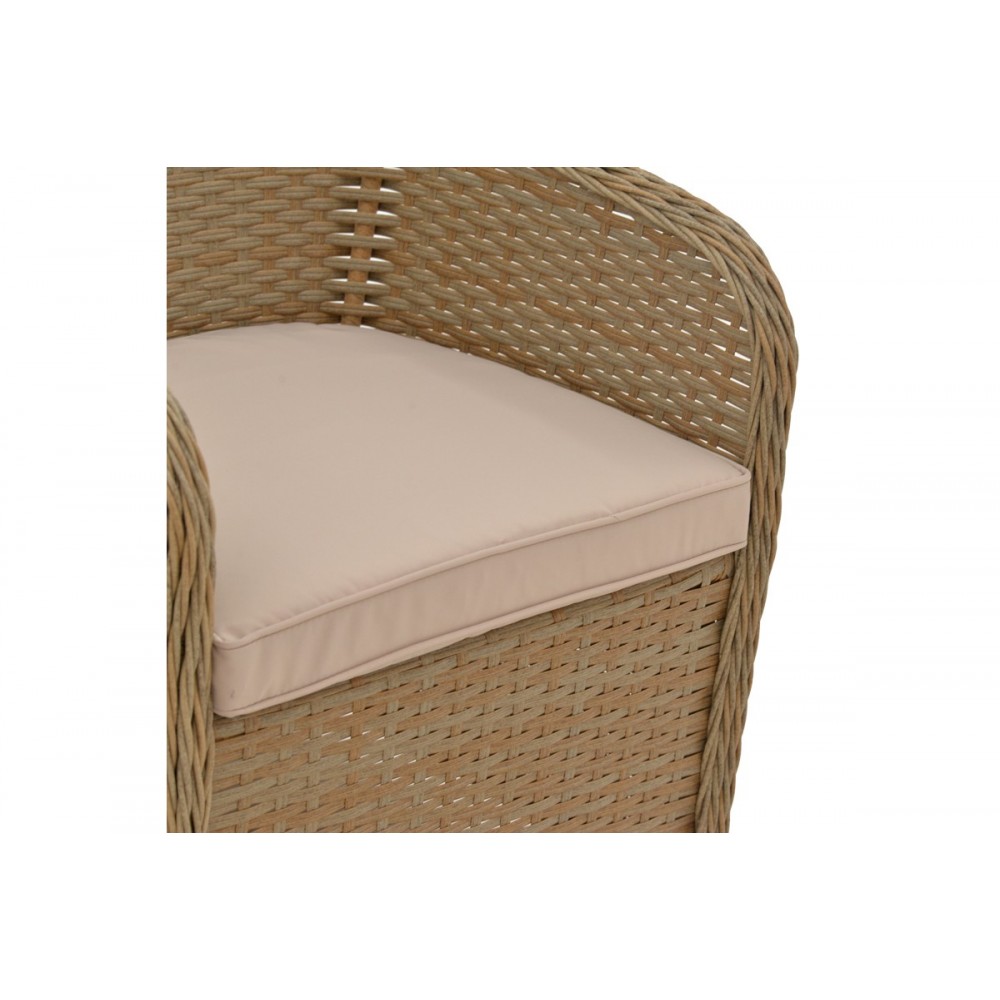 Πολυθρόνα κήπου 'HADRIAN" από rattan/textilene σε καφέ/μπεζ χρώμα 70x57x85