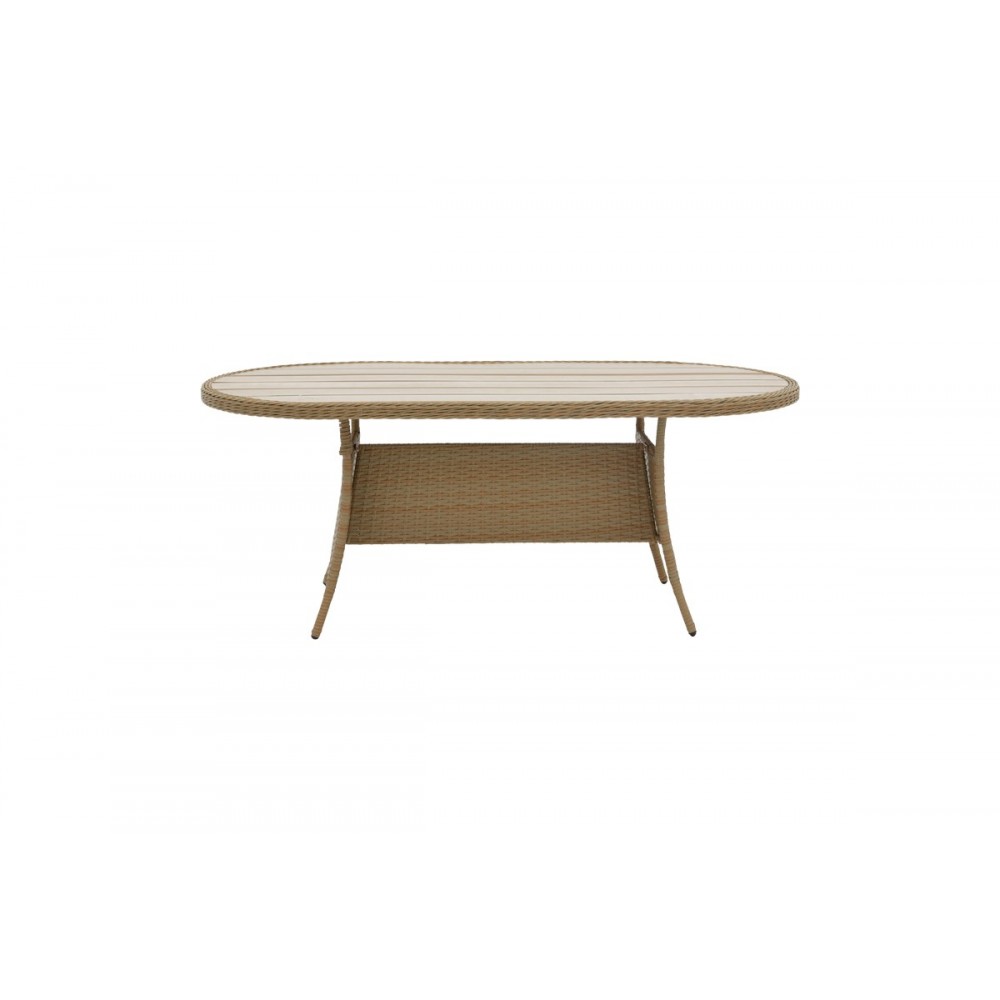 Τραπέζι "KEIR" από rattan/αλουμίνιο σε καφέ χρώμα 180x90x72