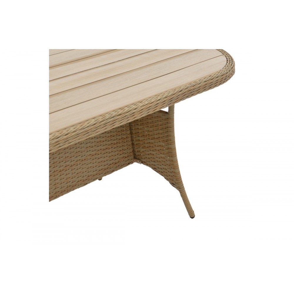 Τραπέζι "KEIR" από rattan/αλουμίνιο σε καφέ χρώμα 180x90x72