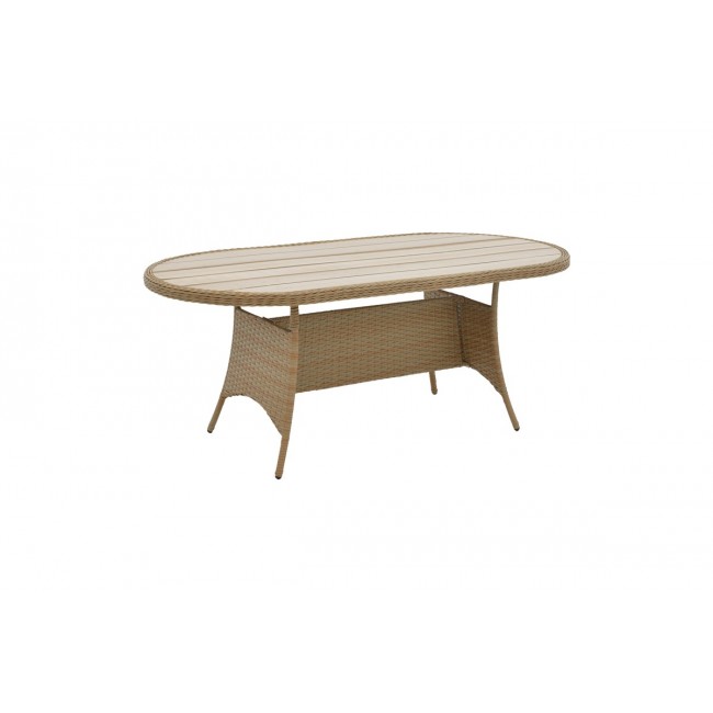 Τραπέζι "KEIR" από rattan/αλουμίνιο σε καφέ χρώμα 180x90x72