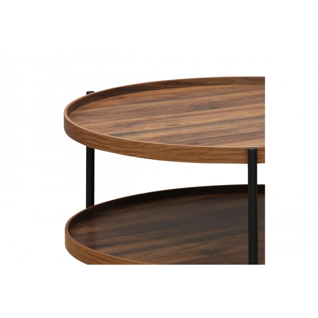 Τραπέζι σαλονιού "PORTOGIE" από mdf/μέταλλο σε καρυδί/μαύρο χρώμα Φ80x40