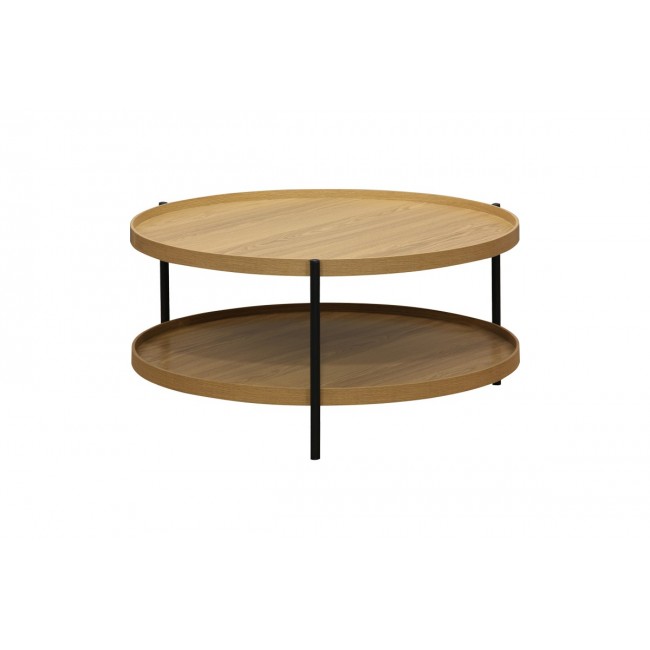 Τραπέζι σαλονιού "PORTOGIE" από mdf/μέταλλο σε φυσικό/μαύρο χρώμα Φ80x40