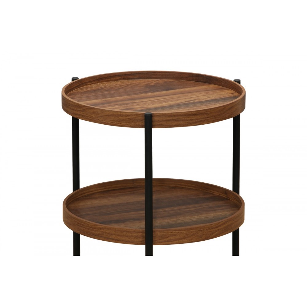 Βοηθητικό τραπέζι "PORTOGIE" από mdf/μέταλλο σε καρυδί/μαύρο χρώμα Φ40x50