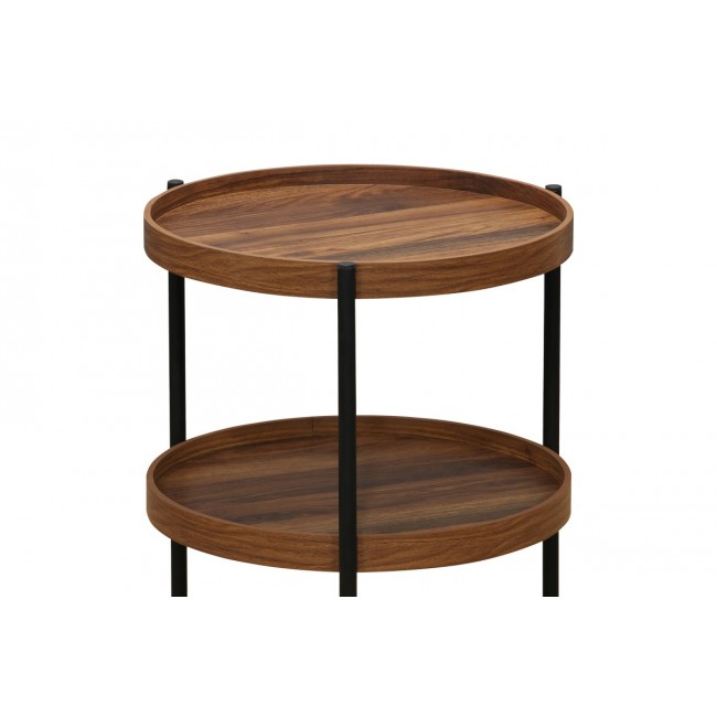 Βοηθητικό τραπέζι "PORTOGIE" από mdf/μέταλλο σε καρυδί/μαύρο χρώμα Φ40x50