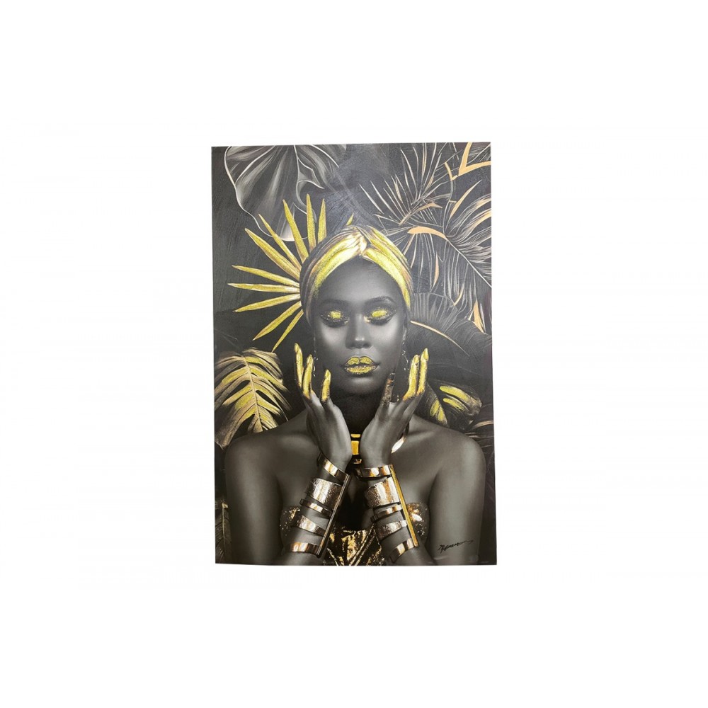 Πίνακας σε καμβά "UMONE I" σε μαύρο/χρυσό χρώμα 80x3x120