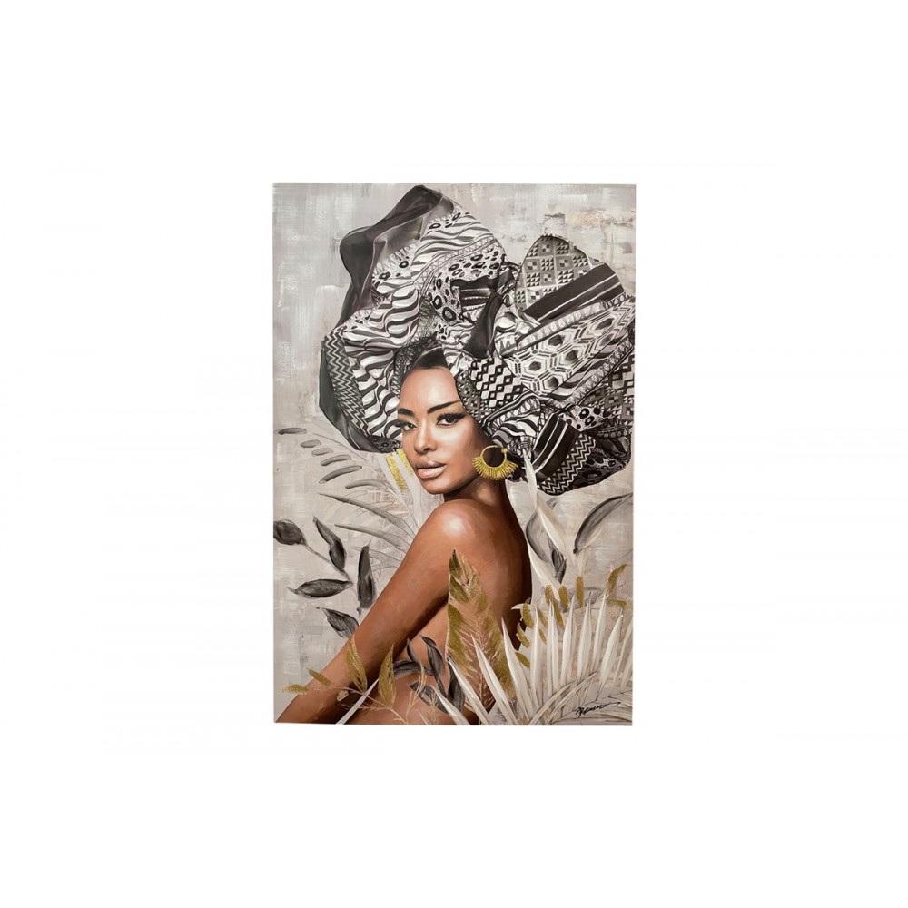 Πίνακας σε καμβά "JEWLER I" σε γκρι/μπεζ χρώμα 80x3x120